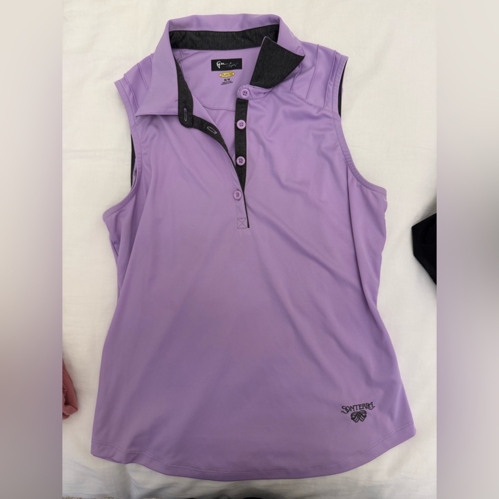 Greg Norman Lavender Polo Shirt with Black Accents